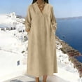 thumbnail image 6 of Eawtki Women's V Neck Long Sleeve Maxi Dress Loose Fit With Pockets Solid Casual Dress For Spring Summer Daily Wear Vacation, 6 of 6