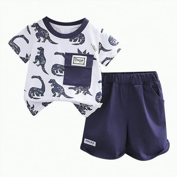 Boys Clothes Toddler Kids Baby Outfits Sets Summer Cotton Round Neck Printed Short Sleeve Casual 1t 2t 3t 4t 5t 6t Boys' Clothing T-shirt Shorts 2-Piece