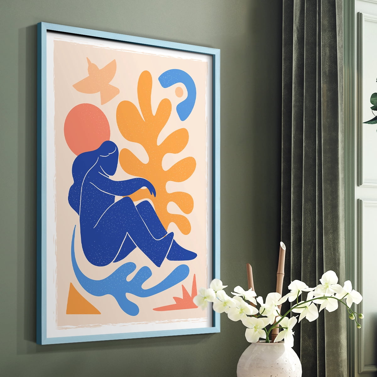 Matisse CCCLXII in Blue Solid Wood 22 x 28 Framed Print