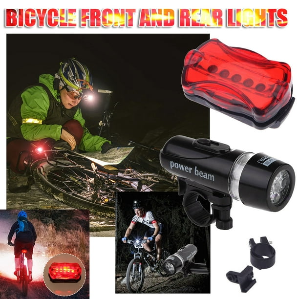 Faro delantero para bicicleta de 5 LED, luz trasera superbrillante, resistente al agua y a los golpes, ideal para ciclismo nocturno, seguridad, superficie reflectante, ciclismo de carretera,