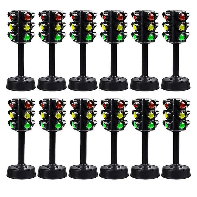 12 Pcs Modèles de Lampes de Circulation Mini Feux de Signalisation Décorations de Lampes de Signalisation Intéressantes___haute Qualité