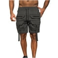 thumbnail image 2 of pstuiky Pantalones cortos para hombre, Pantalones cortos cargo cómodos con cintura elástica y bolsillos a la moda para hombre, de verano, informales, lisos Pantalones cortos deportivos para hombre, 2 of 6