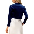 thumbnail image 3 of INSPIRE CHIC Velvet Shrugs for Women's Long Sleeve Open Front Cardigan Cropped Bolero Jacket XS Dark Blue, 3 of 6