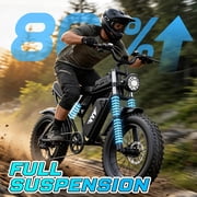 Electric Bike for Adults, 750W Peak ,Max 28Mph & 90Miles Electric Bicycle, 48V/25Ah,20 Fat Tire E-Mountain Bike,Full Suspension & 7Speed