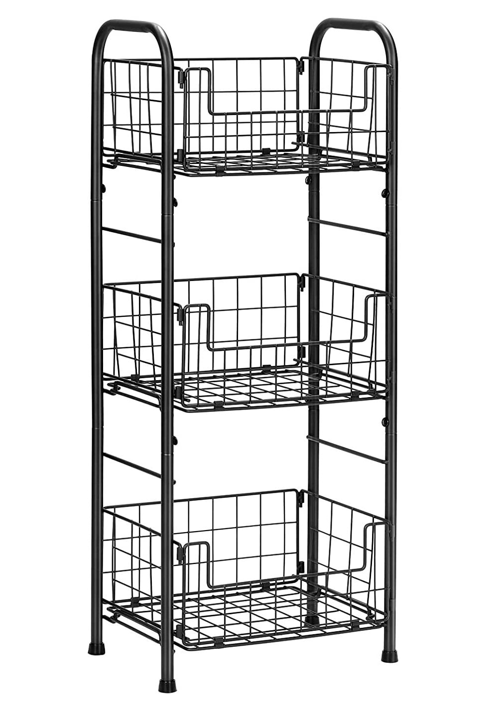 3Tier Freestanding Shelf, Storage Organizer Shelf Basket Black
