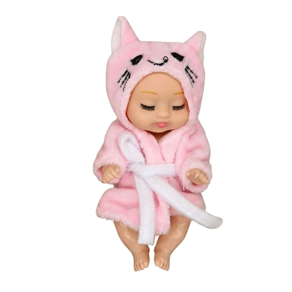 Sleeping Simulation Mini Doll 4.3 in Reborn Princess Figure with Removable Clothes Apparel for Tabletop Display Room Decor Novelty Gift