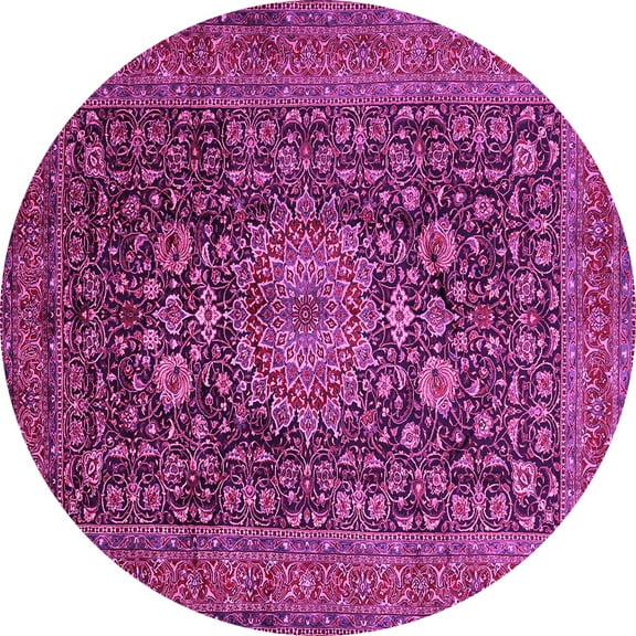 Ahgly Company Indoor Round Medallion Pink Traditional Area Rugs, 3' Round