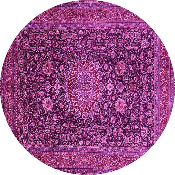 Ahgly Company Indoor Round Medallion Pink Traditional Area Rugs, 4' Round