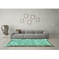 thumbnail image 3 of Ahgly Company Machine Washable Indoor Rectangle Abstract Turquoise Blue Contemporary Area Rugs, 3' x 5', 3 of 4