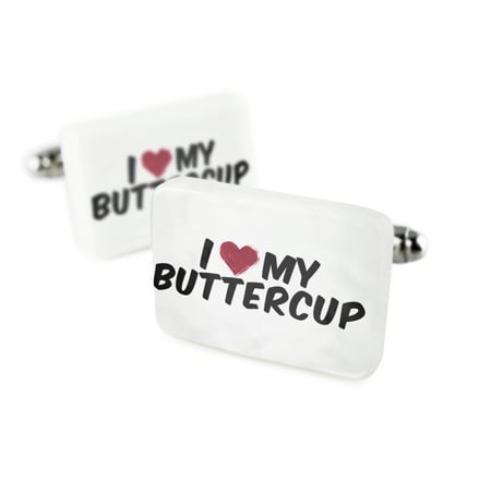 Cufflinks I heart love my Buttercup Porcelain Ceramic NEONBLOND