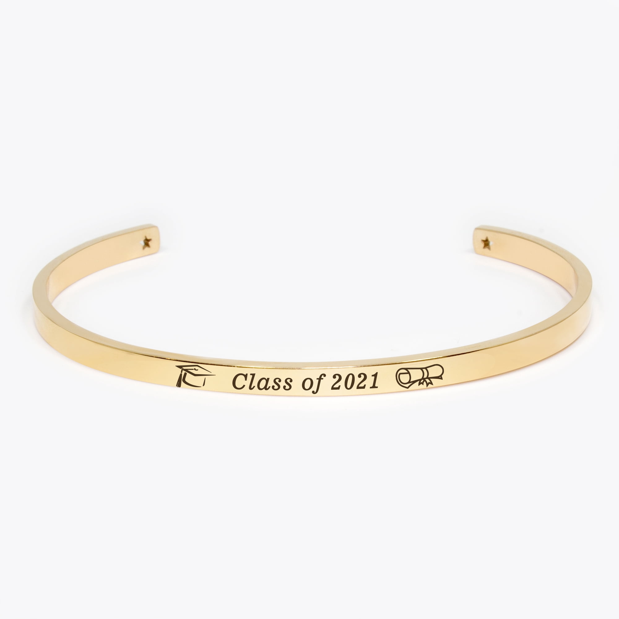 "She believed she could…" Rose Gold Stainless Steel Graduation Theme Hidden Message Gift for Her Cuff Bracelet with Gift Set