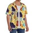 thumbnail image 2 of Uemuo Musical Instruments Pattern Cotton Linen Short Sleeve Shirts,Casual Lightweight Button Down Shirts,Vacation Beach Summer Tops-X-Large, 2 of 7