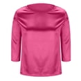 thumbnail image 5 of Hearthz Womens Silk Satin Tops 3/4 Length Sleeve Shirts Round Neck Loose Casual Blouses Business Work Dressy Tshirts Outfits,Pink XL, 5 of 6