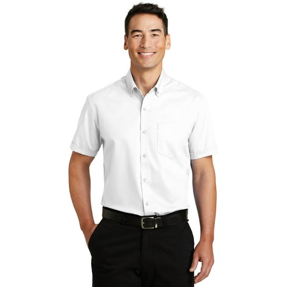 Port Authority Short Sleeve SuperPro Twill Shirt-XS (White)