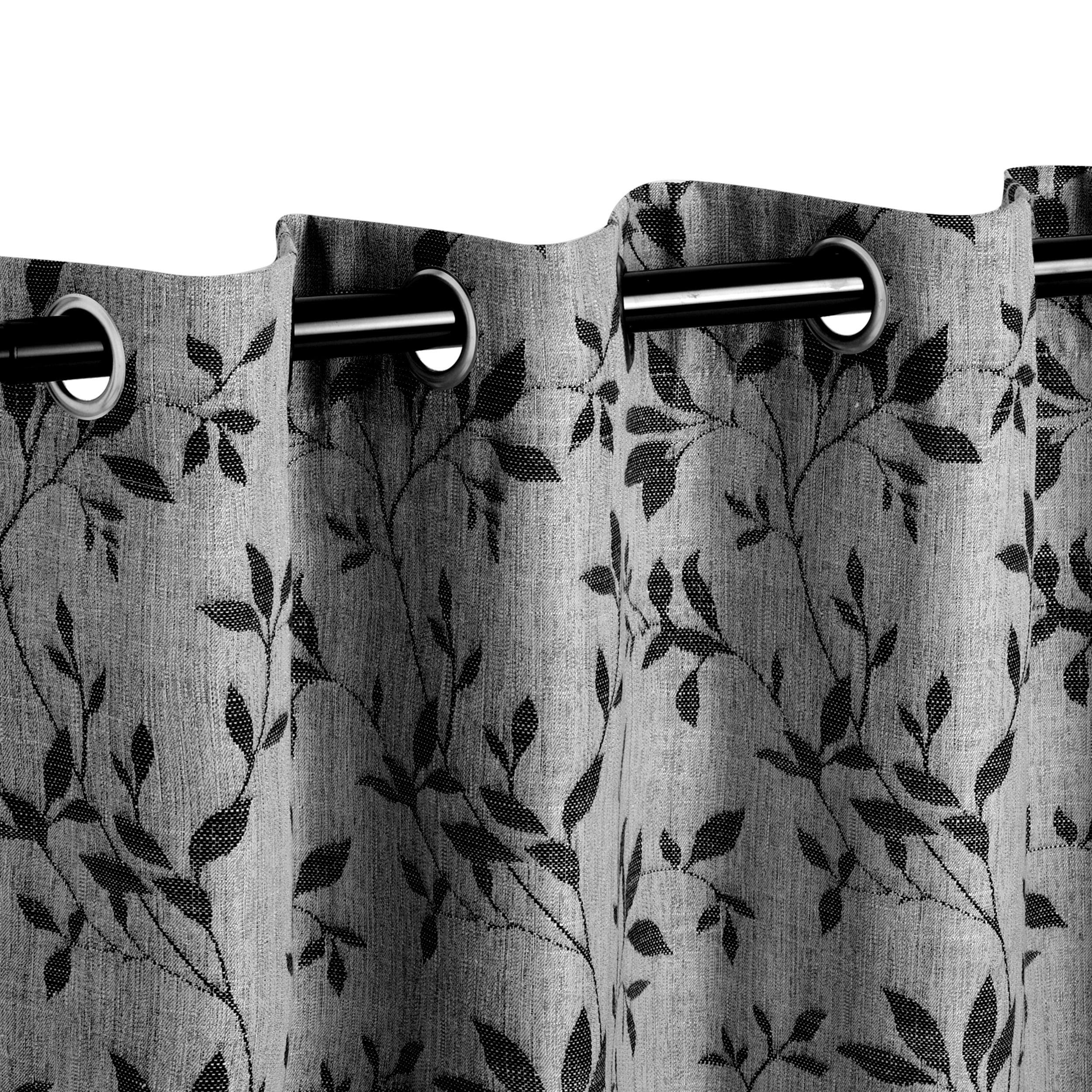 Superior Ghera Jacquard Semi Sheer Curtains, 52" x 96", (2 Panels), Black/Grey
