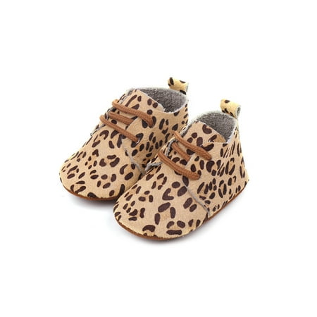 

Colisha Unisex Baby Casual Sneaker Prewalker Crib Shoe Lace Up First Walking Shoes Indoor Comfort Flats Soft Sole Light Khaki Leopard 5C