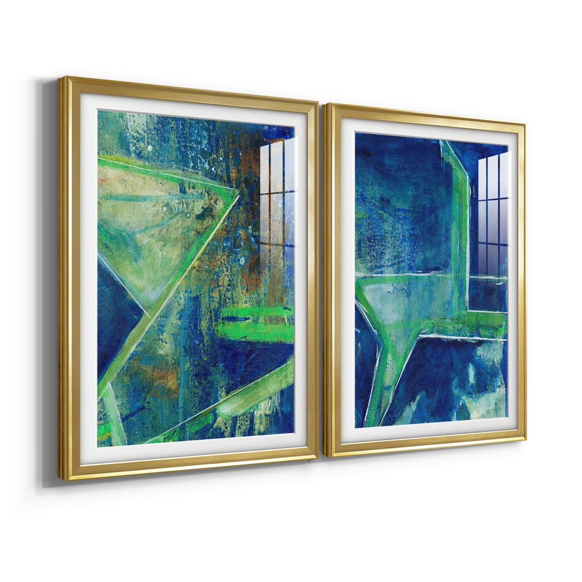 Wexford Home Geometric in Cool VII Premium Framed Print, 22.5" x 30.5" - Ready to Hang, Gold (Set of 2)