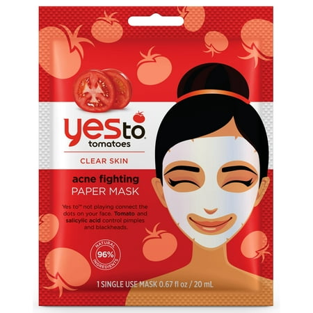 (2 pack) Yes To Tomatoes Acne Fighting Paper Mask, Single Use Face (Best Sheet Masks For Acne)
