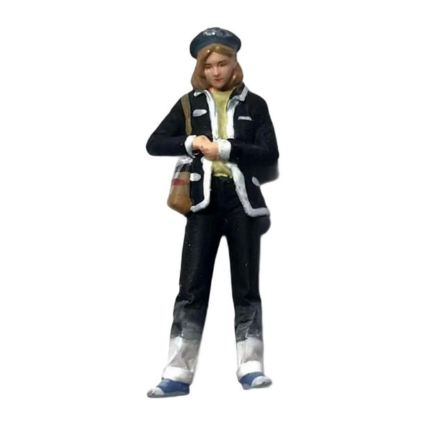 Figuras de Diorama pintadas 1/64, figura de escena en miniatura, personaje de resina de moda para mujer, manualidades DIY para Hobby, accesorios para Pelo castaño
