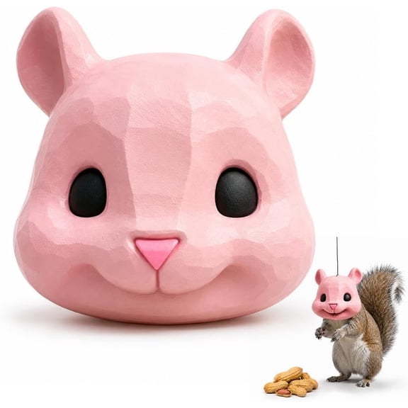 Squirrel Head Feeder, Funny Animal Face Hanging Feeder for Outdoor Garden | Big Mask Style Wildlife Feeding Station, Novelty Mouse Design, Easy-Fill Backyard Patio Decor, Weather-Ready Gift
