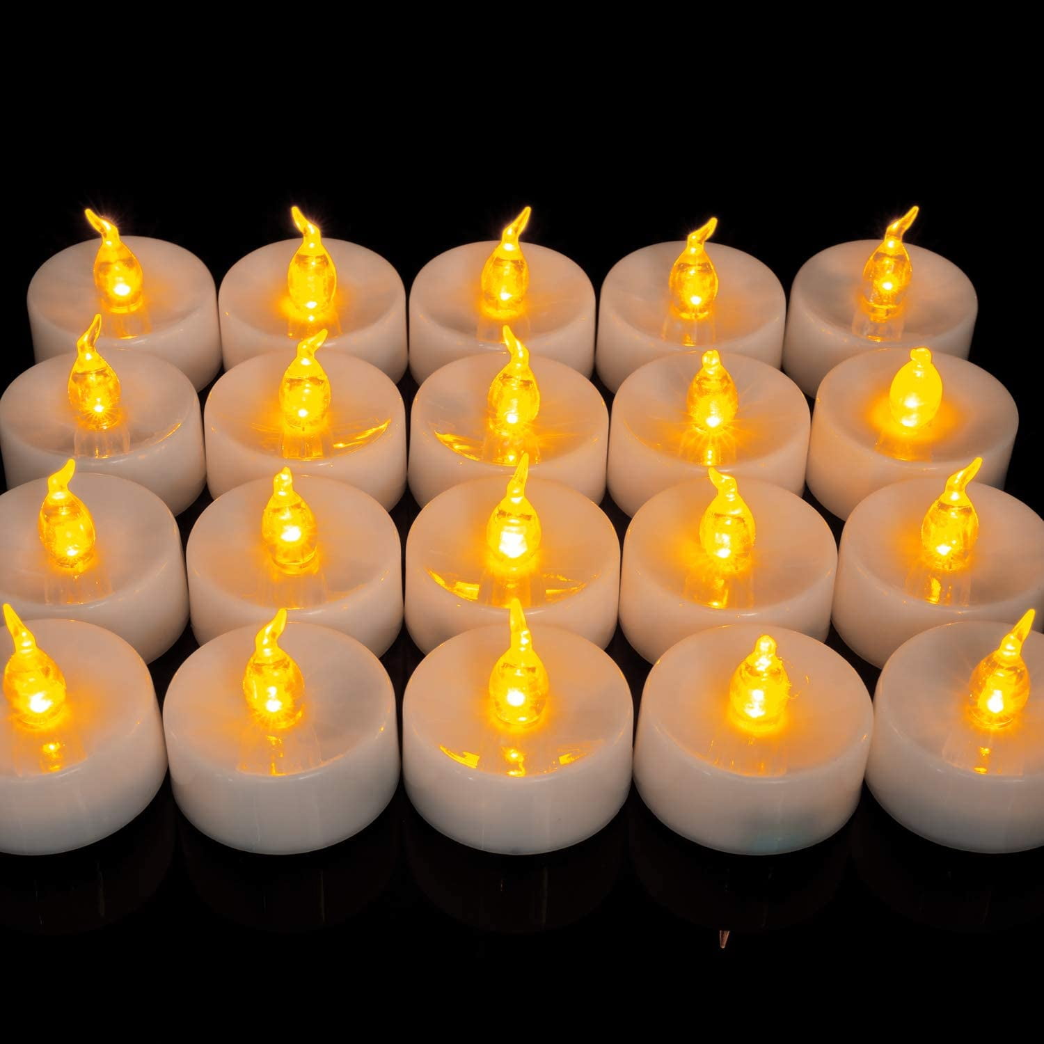 1/24pc Flickering LED Tealights with Timer Candles Flameless Light Party Decor h 