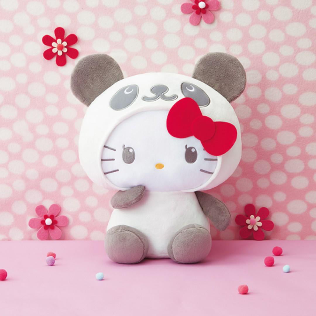 Furyu Sanrio Panda Hello Kitty Pink Strawberry Big Stuffed Plush 35cm US SELLER