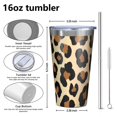 thumbnail image 4 of 16oz Tumblers Classic Leopard Print Stainless Steel Vacuum Insulated Double Wall Travel Tumbler Cups Mug with Lid and Straw,Cleaning Brush for Coffee,Tea, 4 of 4