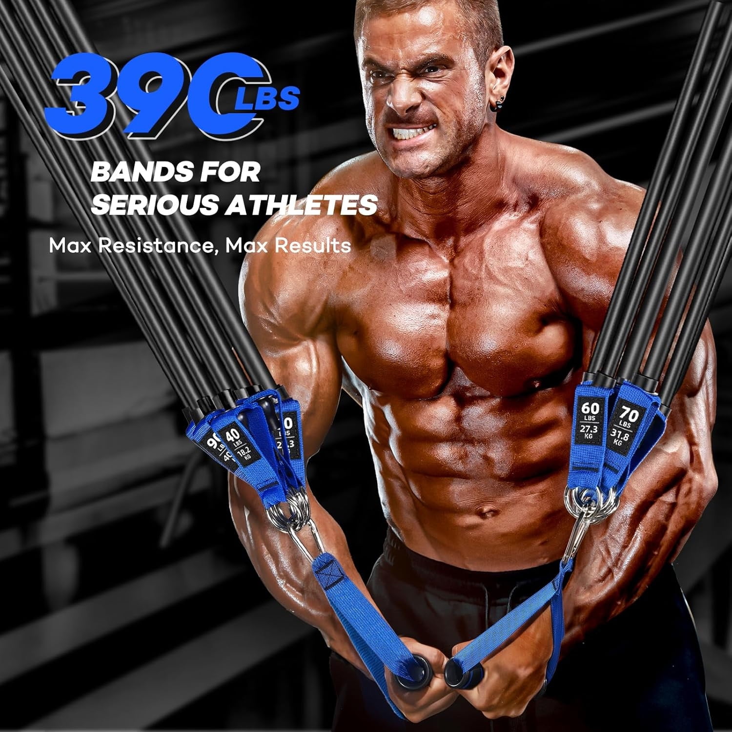 Resistance Bands with Handles Weight Exercise Bands for Men Women, Workout Bands with Door Anchor and Ankle Straps Strength Training Equipment