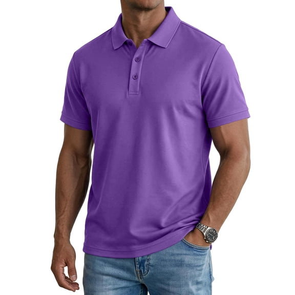Hearthz Polo T Shirts for Men Moisture Wicking Lapel Collar Men's Short Sleeve Shirts Fall Winter Athletic Workout Mens Golf Polo