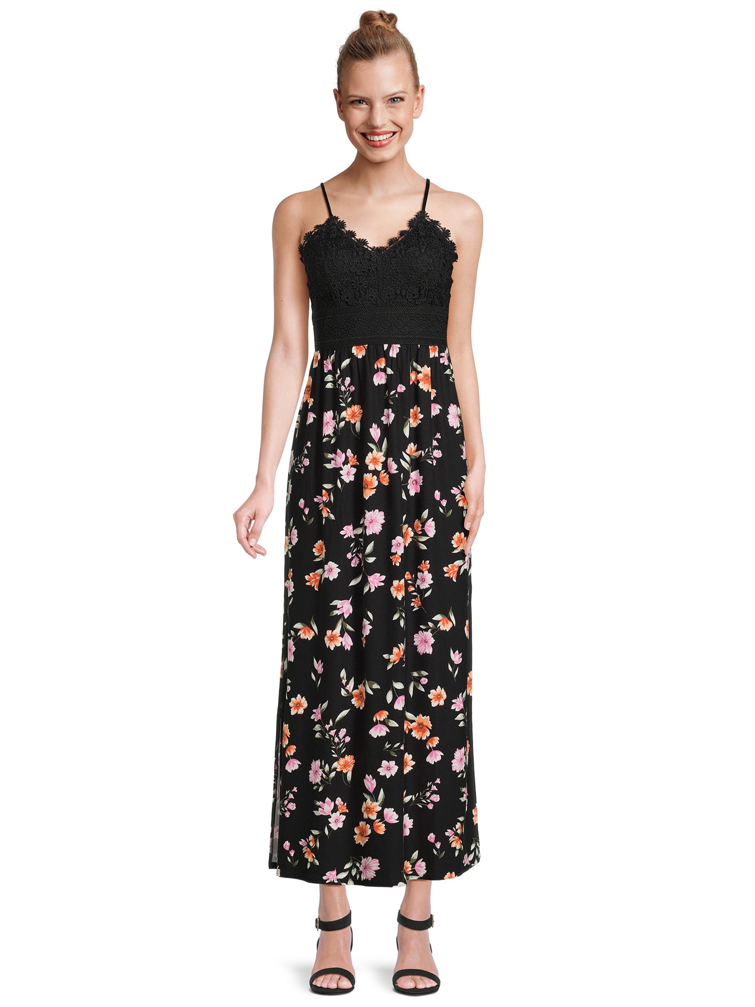 No Boundaries Juniors and Juniors Plus Size Lace Top Sleeveless Maxi Dress,  Sizes XS-4X - Walmart.com