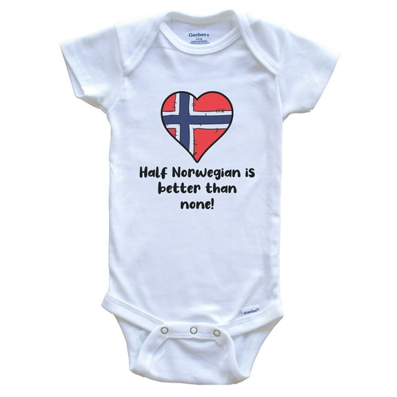 Half Norwegian Is Better Than None Norway Flag Heart Baby Bodysuit