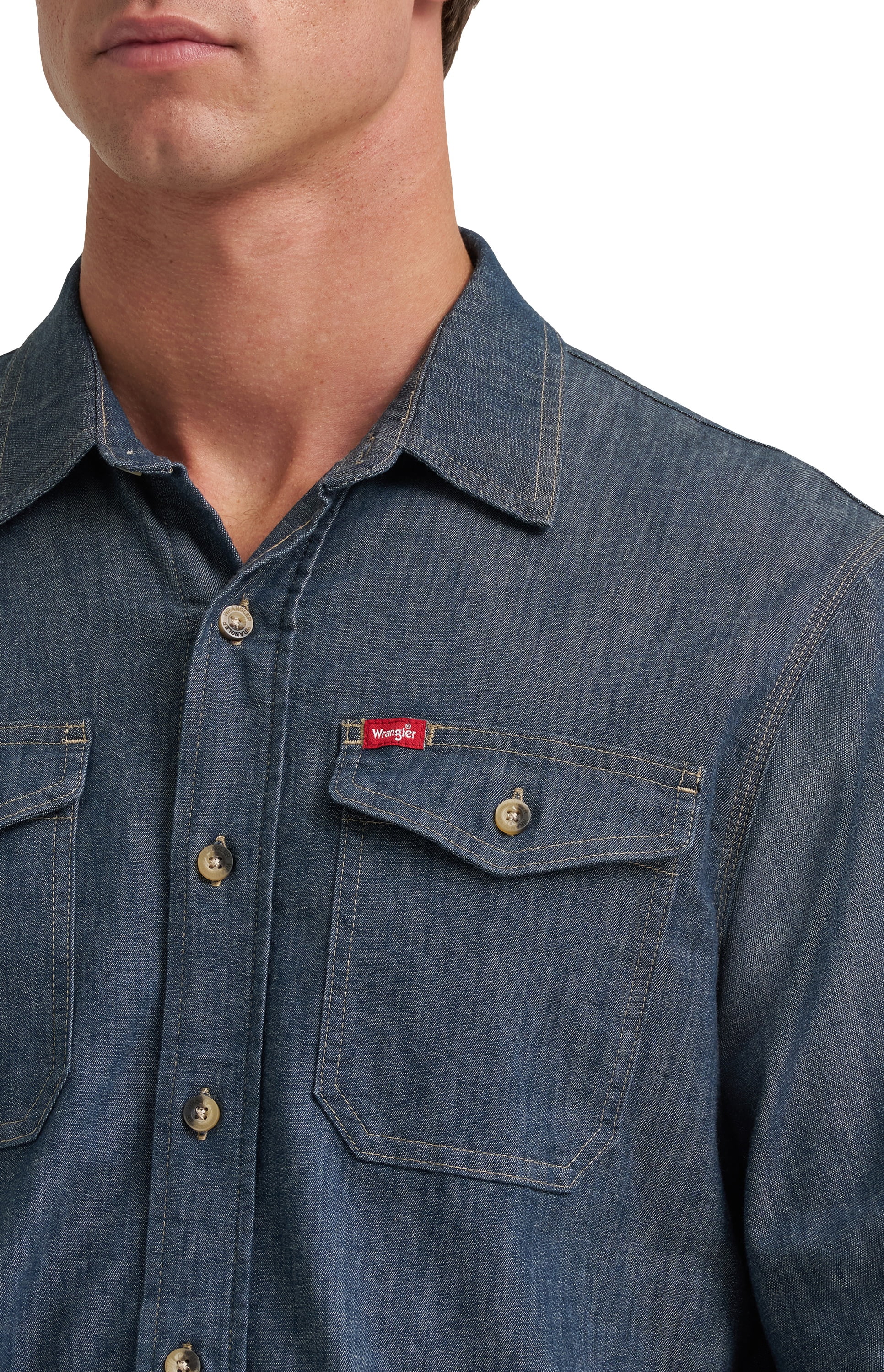 Wrangler® Mens Long Sleeve Heritage Solid Shirt