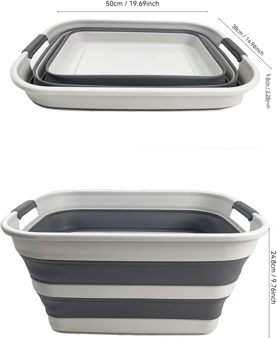 SAMMART Set of 2 Collapsible Plastic Laundry Basket - Foldable Pop Up Storage Container/Organizer - Portable Washing Tub - Space Saving Hamper/Basket