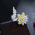 thumbnail image 5 of Classic Silver Plated Yellow CZ Bride Geometric Drop Leaf Open Cuff Wedding Ring, 5 of 8