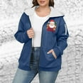 thumbnail image 3 of Makaor Sweatshirts Jacket for Women Christmas Fleece Hooded Coat Solid Plus Size Zipper Long Sleeve Outerwear Clothes, 3 of 5