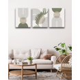 thumbnail image 5 of 30x40CM Sage Green Boho Wall Art,Framed Canvas Bathroom Wall Art Pictures, Mid-Century Modern Wood Framed Abstract Prints for Bedroom,Minimalist Office Wall Decor 3Pack, 5 of 7