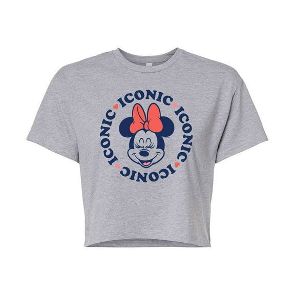 Mickey & Friends - Iconic Minnie Logo - Juniors Cropped Cotton Blend T-Shirt