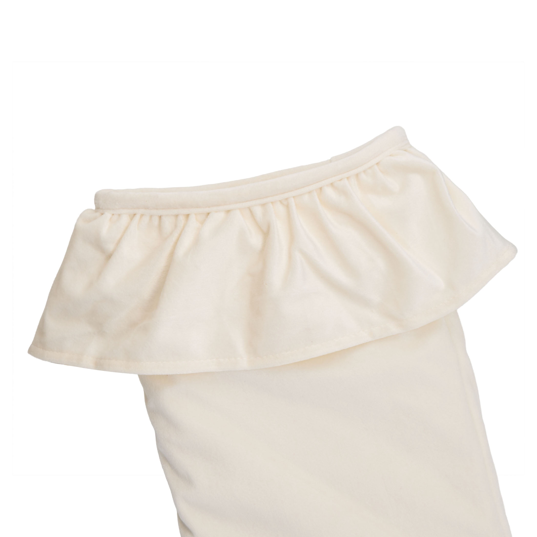 My Texas House Ruffle Christmas Stocking, Ivory, 20"