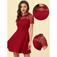 thumbnail image 2 of INSPIRE CHIC Robe Rétro pour Femmes Col Peter Pan Manches en Maille Bourgogne m, 2 of 5