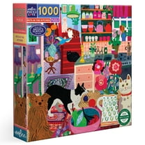 eeBoo Piece & Love: Pets in the Kitchen - 1000 Piece Puzzle - Adult Square Jigsaw, 23x23", Includes Image Reference Insert, Glossy High-Quality Pieces