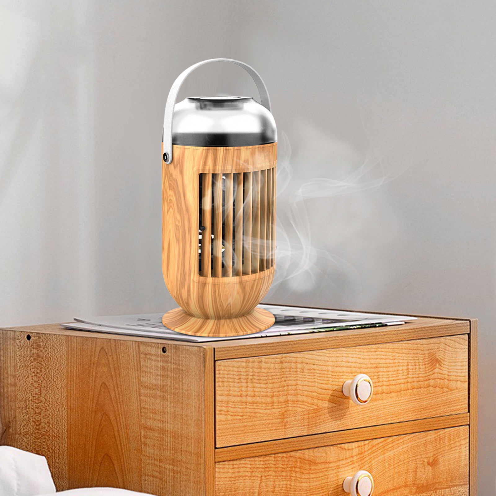LACKUST 3-Speed LED USB Conditioner,Portable Air Conditioners Fan,Small Portable Room Air Conditioner Coolers for Room Living Room,Wood Grain Color
