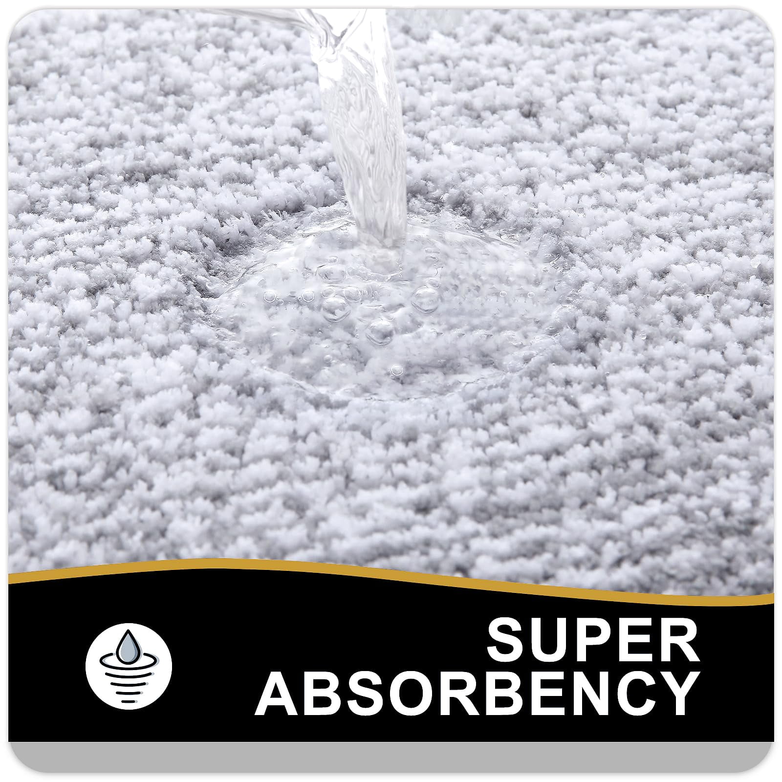 Buganda Bathroom Rugs and Mats, Extra Soft and Absorbent Microfiber Bath Mats, Non-Slip Shaggy Bath Carpets, 24x36, Grey