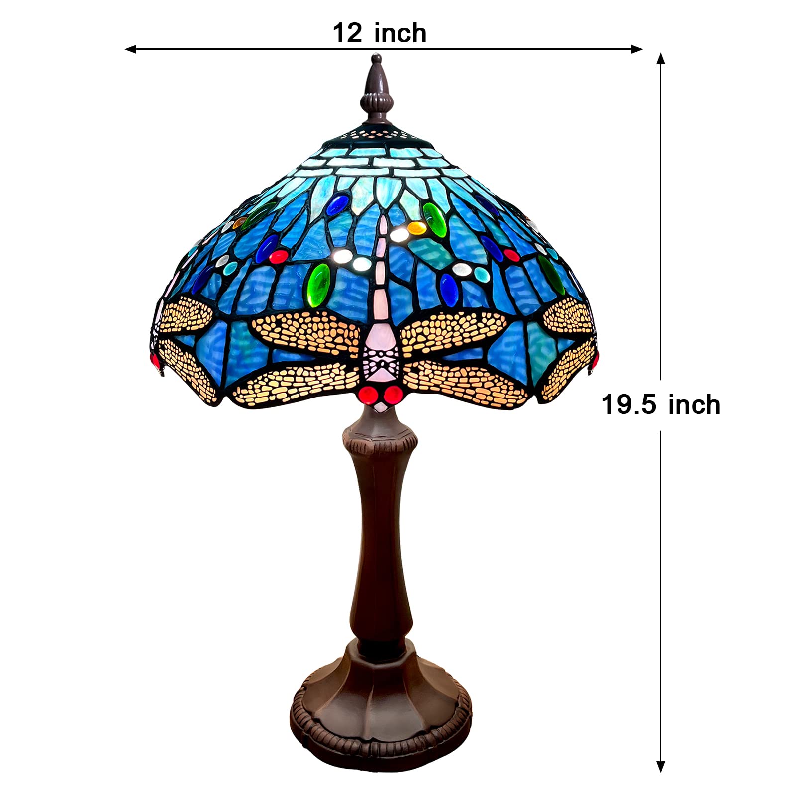 Vinplus Tiffany Lamp Table Lamp Blue Dragonfly Style Reading Desk Lamp 19" Tall - image 3 of 6