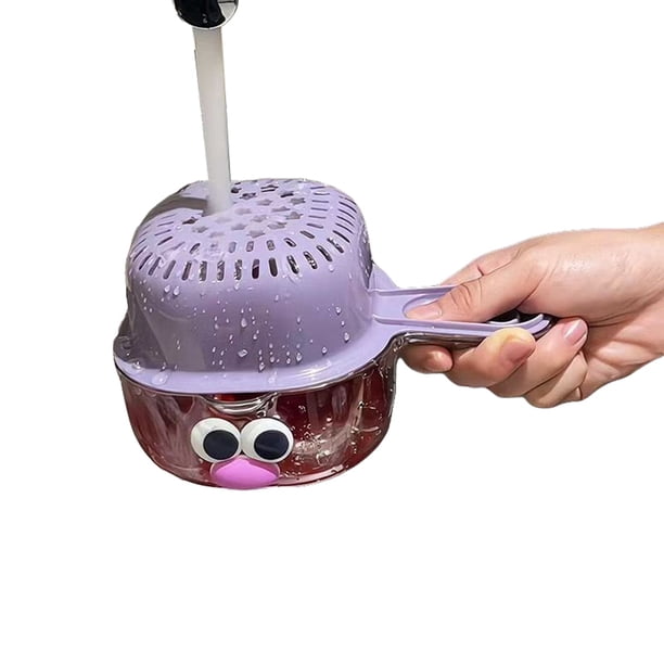 Cesta de drenaje con mango ergonómico, diseño de doble capa engrosado, colador de cocina, cesta coladora para lavar frutas y verduras.