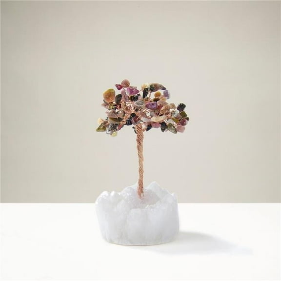 Kalifano K922Q-TR Tourmaline Natural Gemstone Tree of Life with Quartz Base