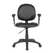 Boss Office Products Diamond Task Chair, Antimicrobial Vinyl with Adjustable Arms, Black