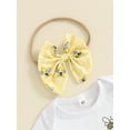 thumbnail image 4 of Bagilaanoe 3Pcs Newborn Baby Girls Overalls Dress Set Short Sleeve Romper Tops + Suspender Skirt + Headband Infant Summer Casual Clothes, 4 of 7