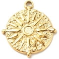thumbnail image 2 of 1Pcs Flat Round Pendant with Sun 201 Stainless Steel Pendants Textured Golden for Women Birthday Festival Elegant Gifts Personalized Jewelry 22x19x2mm Hole: 1.8mm Golden, 2 of 4