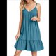 thumbnail image 2 of Vestido de Verano para Mujer 2025, Sin Mangas, con Tirantes Finos y Cuello en V, Informal, Estilo Swing. Azul Pavo Real XL, 2 of 7