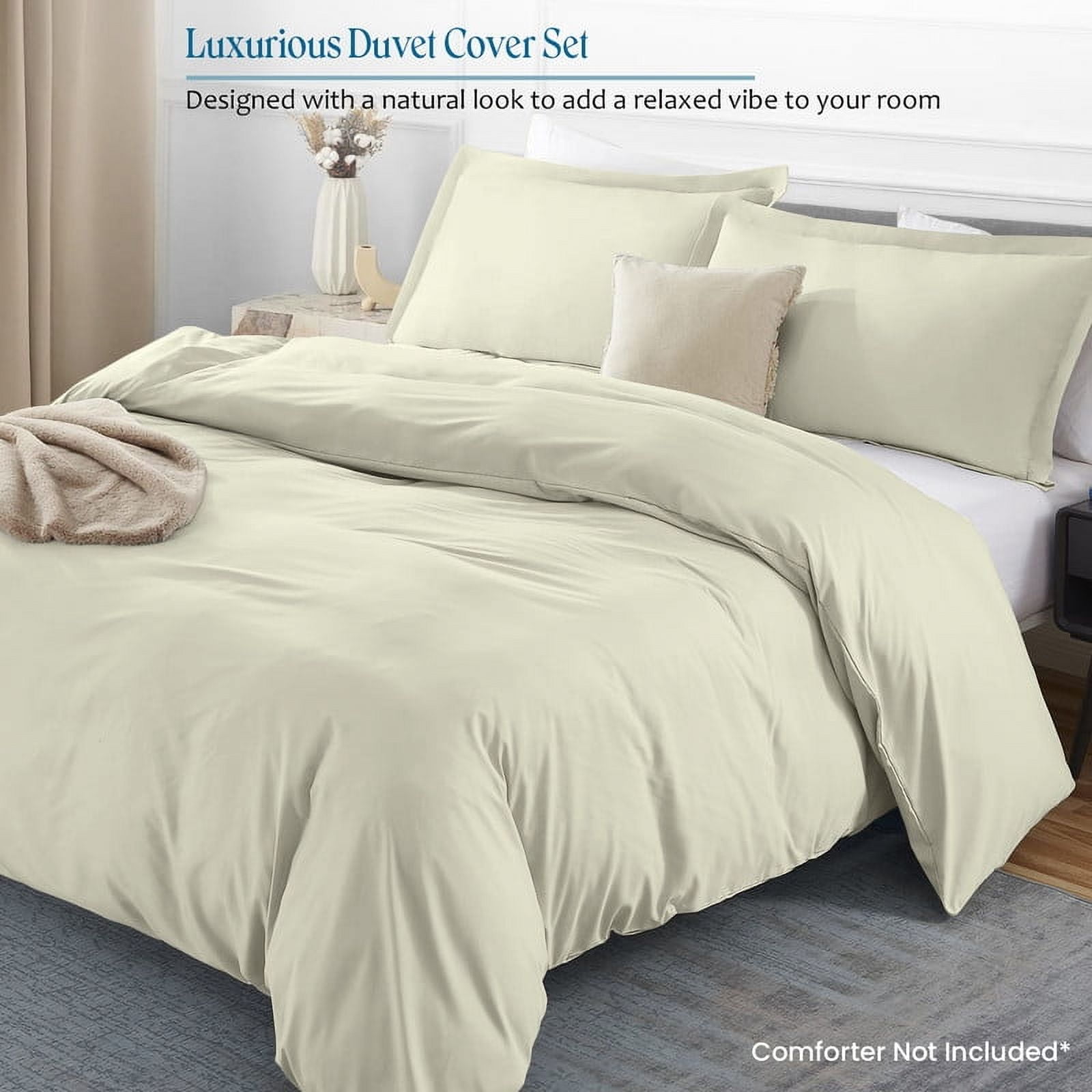 1100 TC 100% Egyptian Cotton Duvet Cover Zipper Closur Ultra Soft Durable and Fade Resistant Color Beige Solid size Twin/Twin Xl